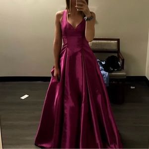 Magenta Prom Dress: Open/ Stappy Back